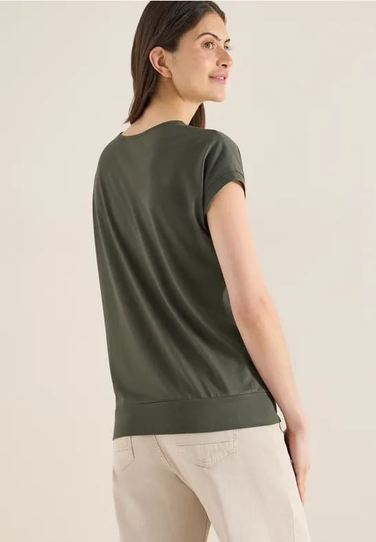 Shirt met korte mouwen en V-hals in effen kleur