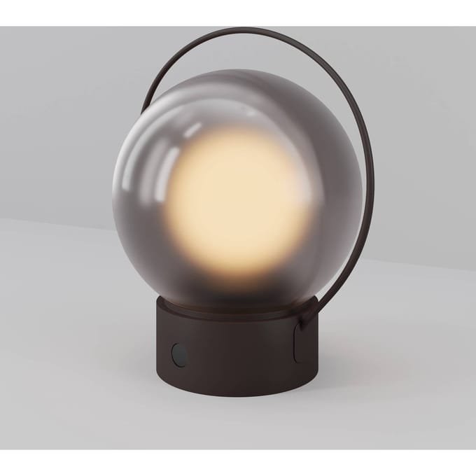 Maytoni Elyra LED tafellamp op accu, bruin, hoogte 20 cm, IP54, dimmer