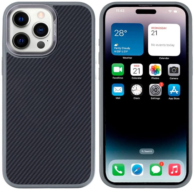 Rixus Mag Carbon With MagSafe For Apple iPhone 15 Pro Titanium Grey