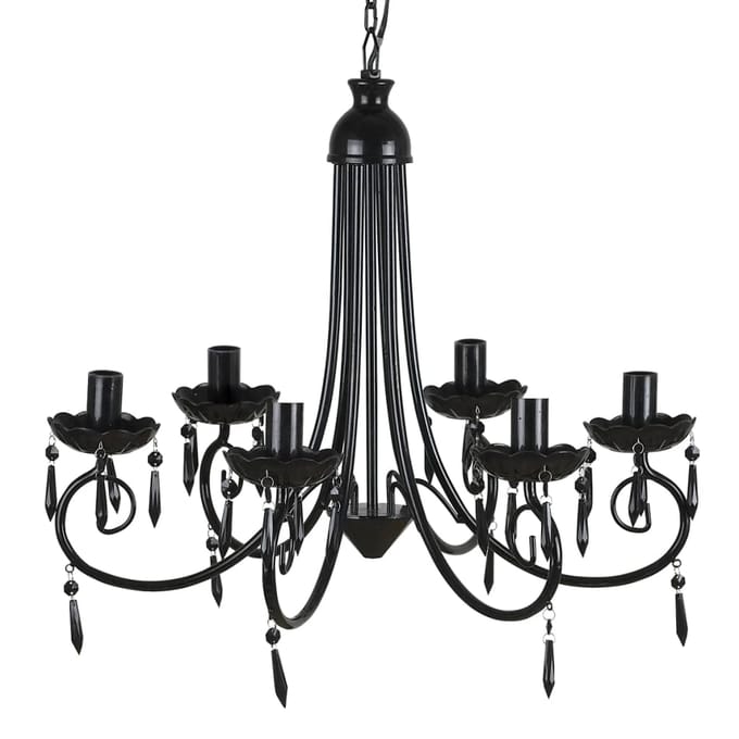 vidaXL - Plafondlamp - kroonluchter - 6 - lampjes - zwart