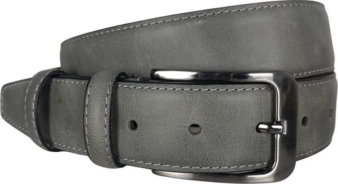 Riem Grijs - 3.5 cm Breed - 115 cm (Taille maat tot 95 cm) - Echt Leer