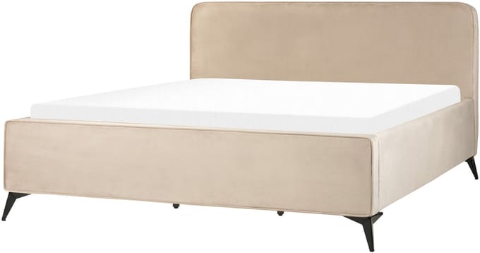 VALOGNES - Tweepersoonsbed - Taupe - 180 x 200 cm - Fluweel