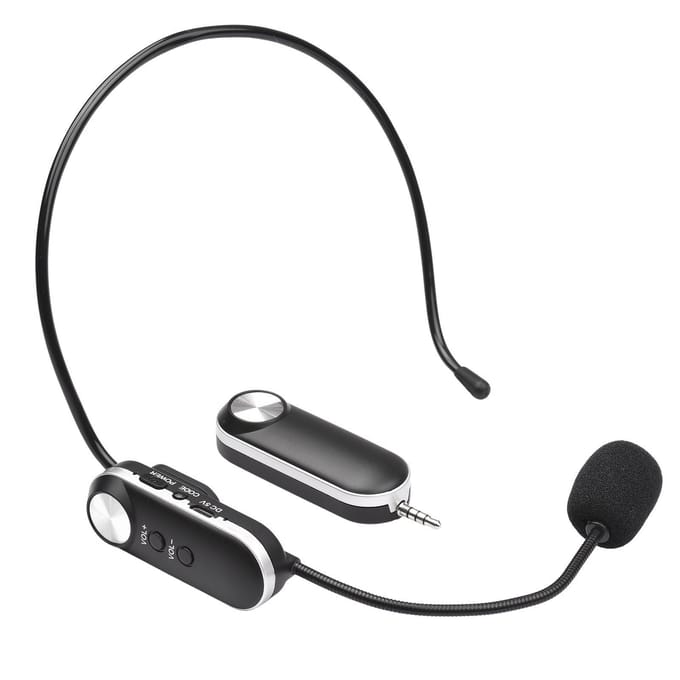 UHF Headset Draadloze Microfoon Professionele Draadloze Microfoonset 6.35mm Ontvanger voor Sprekerstem zwart