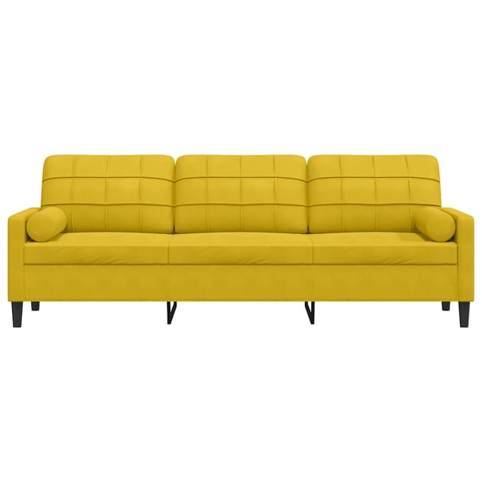 vidaXL - 3-zitsbank - met - sierkussens - 210 - cm - fluweel - geel