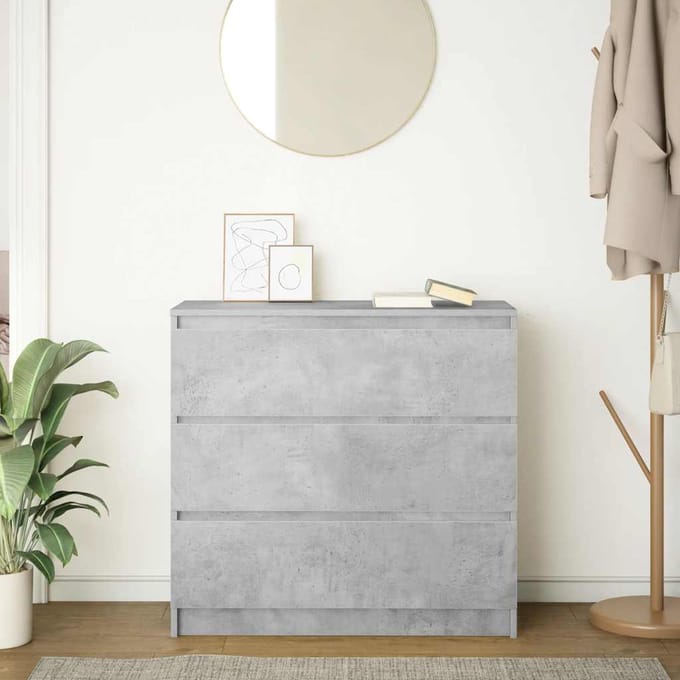 vidaXL - Dressoir - 80x35x76 - cm - spaanplaat - betongrijs
