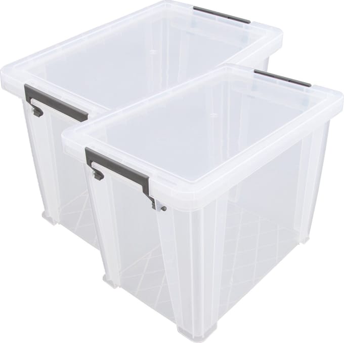 Whitefurze Opbergbox - 2x stuks - 18,5 liter - Transparant - 40 x 26 x 29 cm