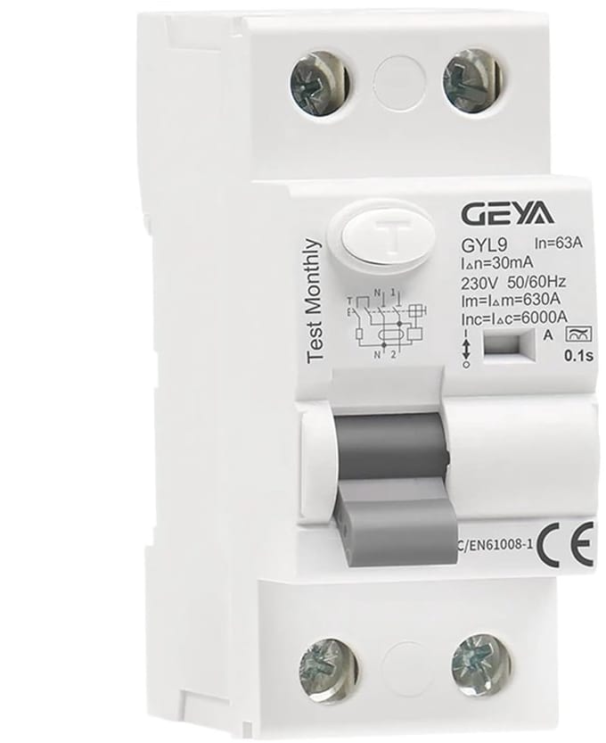 Aardlekschakelaar - Stroomonderbreker - Elektrische veiligheid - Type A AC - 2-polig 63A - Wit