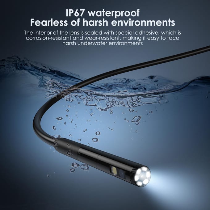 1920*1440 endoscoopcamera met 6+1 LED-licht 2 camera IP67 waterdichte inspectiecamera TYPE-C tot zwart
