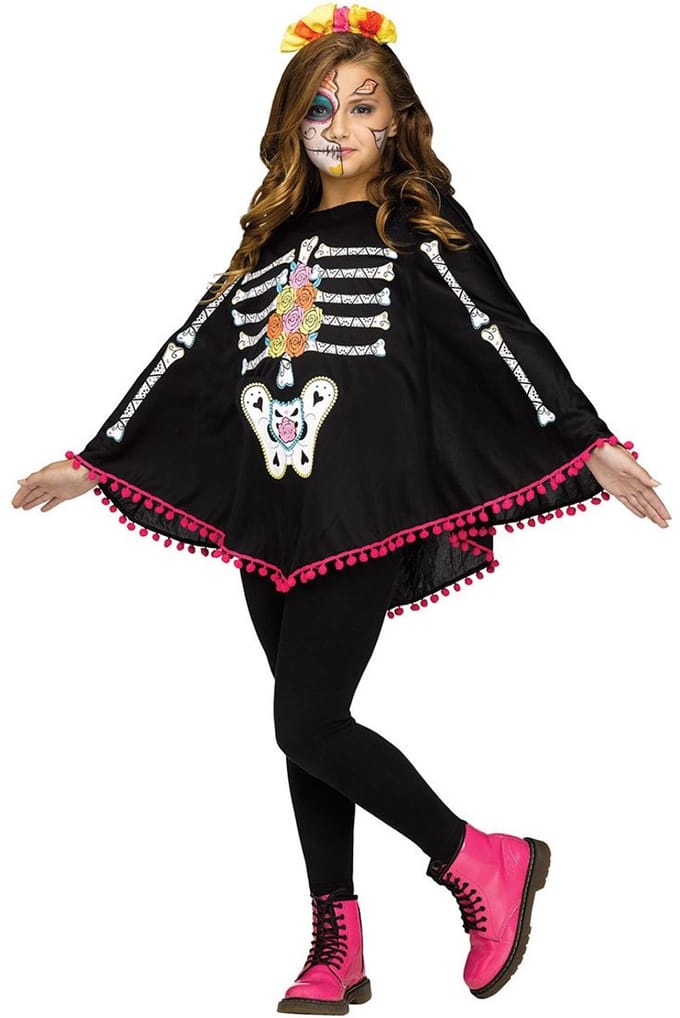 Dia de los Muertos poncho voor kinderen