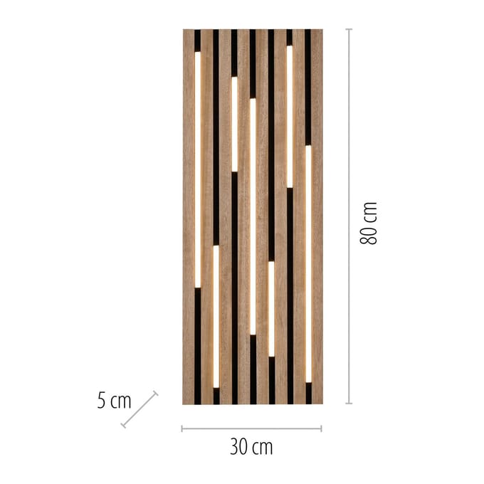 JUST LIGHT. GmbH LED plafondlamp Akustik, 80 x 30 cm, naturel hout, metaal