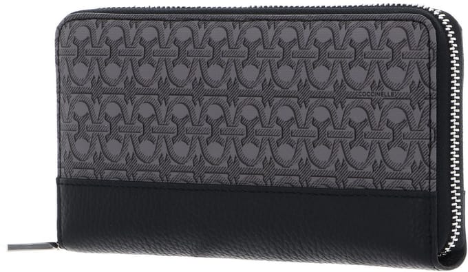 COCCINELLE Leren portemonnee Coated Monogram Zip Around Wallet Multi Noir / Noir zwart