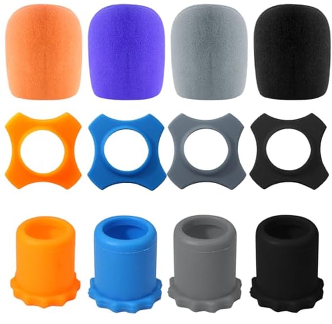 Set van 4 Microfoon Bescherming Foam Covers met Siliconen Ringen