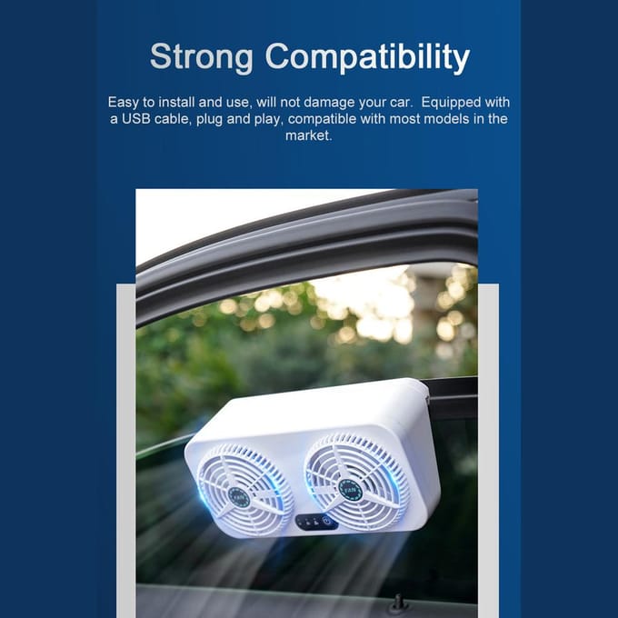 Auto-uitlaatventilator USB-luchtcirculatieventilator Ventilator Stille ontluchter Koeler Koelventilator met 3 wit