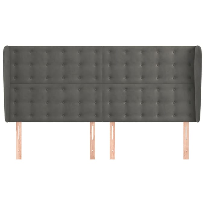 vidaXL Hoofdbord met randen 183x23x118/128 cm fluweel donkergrijs