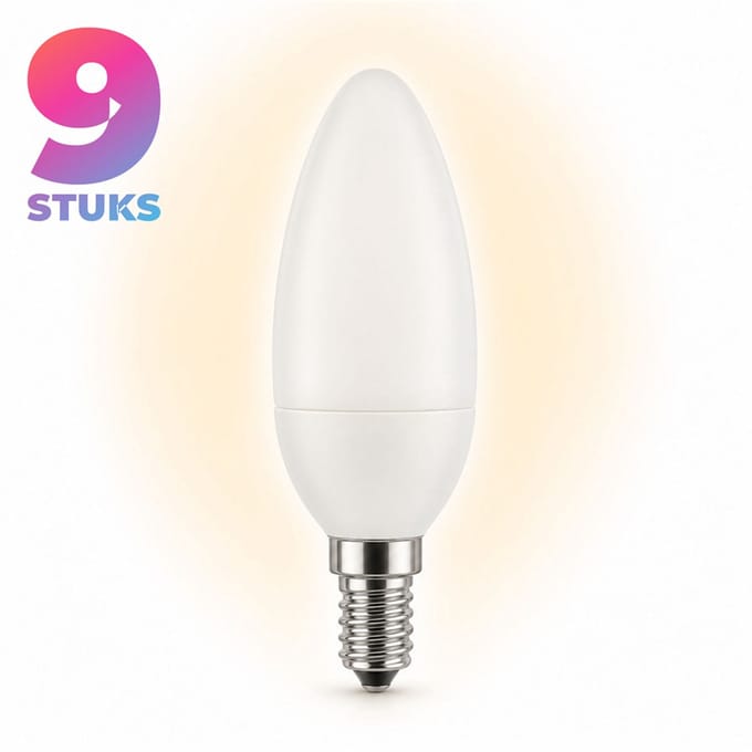 9x Kaarslamp Spaarlamp E14 - 11W - Daglicht (6400K) - 660 lm - 10 jaar - Niet Dimbaar