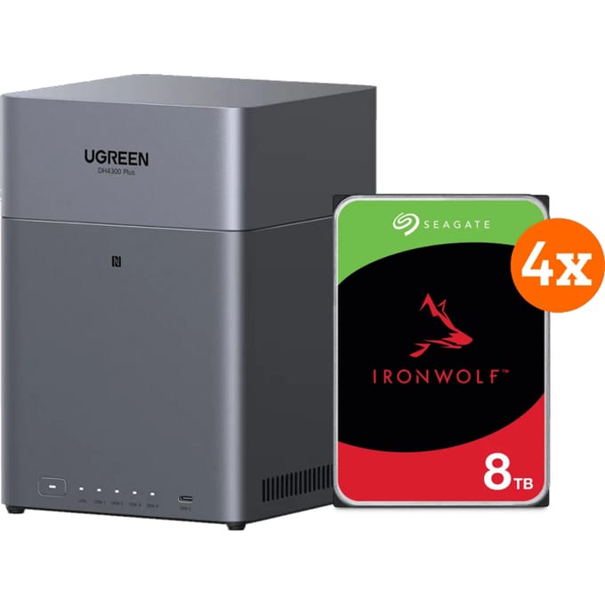 UGREEN NASync DH4300 Plus + Seagate Ironwolf 8TB 4-Pack