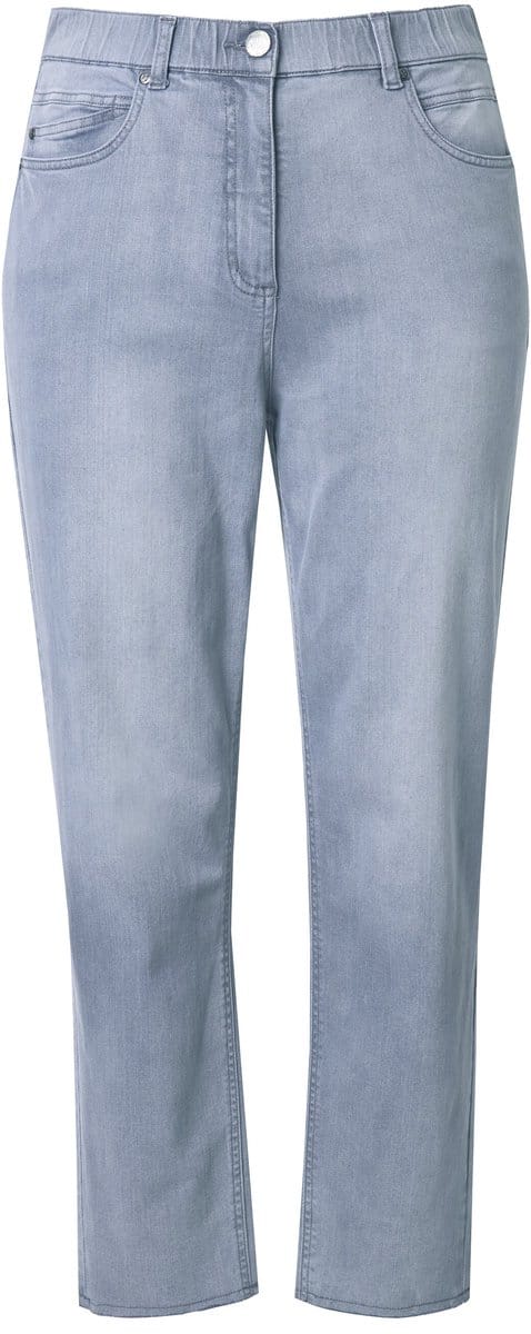Ulla Popken - Dames - Mom-jeans stretchdenim comfortabele tailleband - Lichtgrijs denim - Maat 44