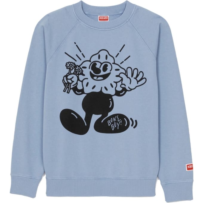 Kenzo Boke Boy Flower Grafisch lichtblauw sweatshirt
