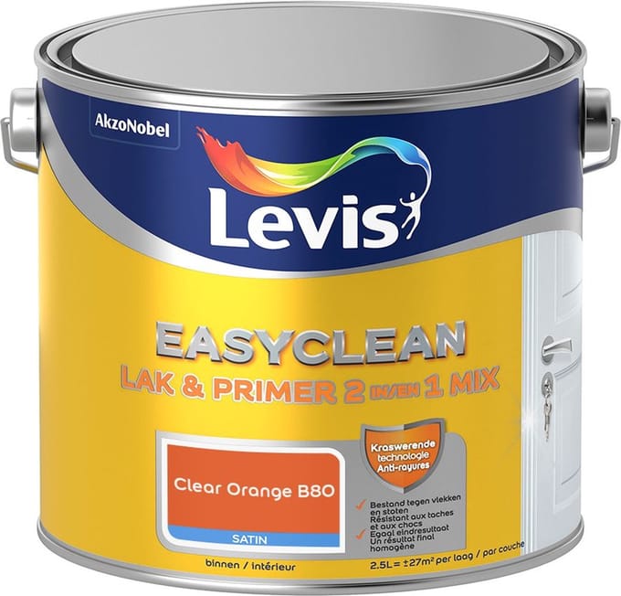 Levis - Easyclean Lak & Primer 2-In-1 Mix - Clear Orange B80 - Mengverf - 2,5 L