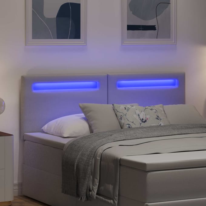 vidaXL - LED - Hoofdbord - Wit - Kunstleer