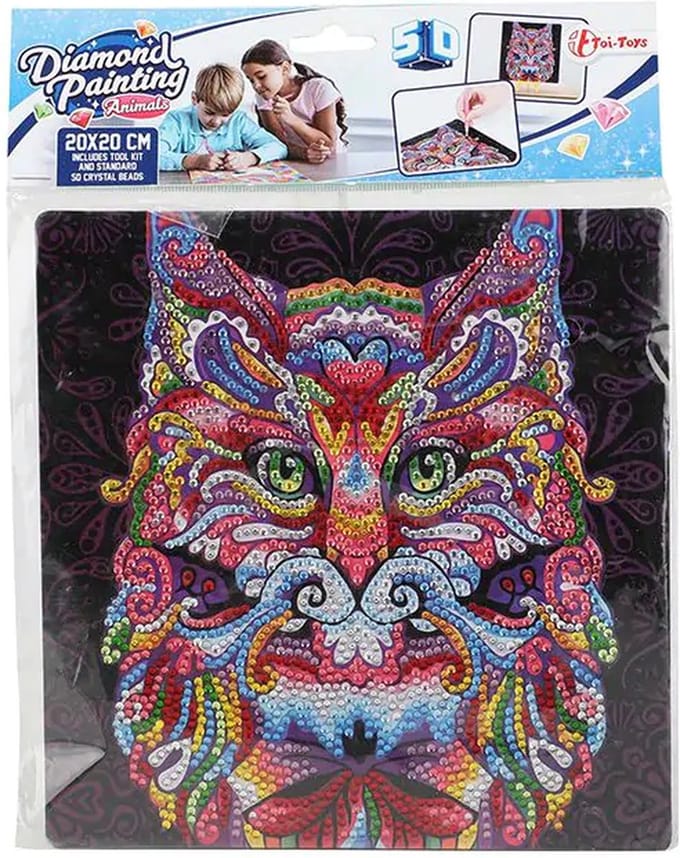 Toi Toys - Diamond painting - Kat - Dieren - Creatief - extra glans - 20 x 20cm - complete set