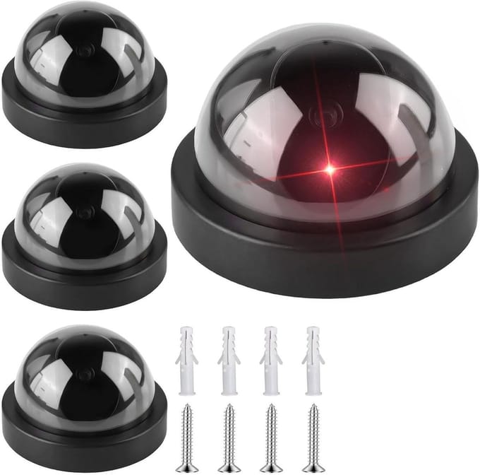 Dummy camera set - Nep beveiliging - Diefstal afschrikken - Knipperende LED - 4 stuks - Zwart