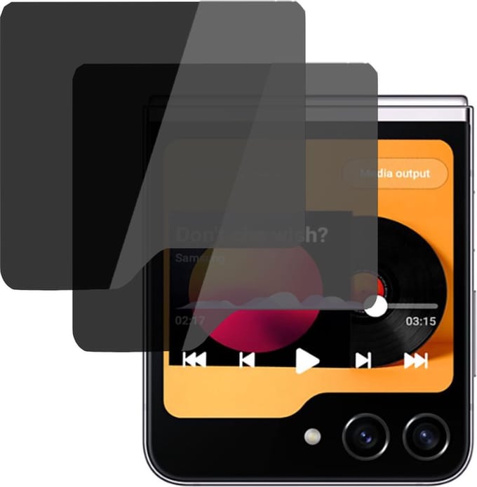 2x Privé Screenprotector geschikt voor Samsung Galaxy Z Flip 5 Screenprotector - Privacy Beschermglas - Privacy Proteqt+