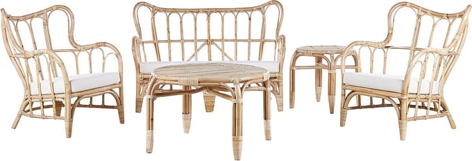 BRINDISI - Loungeset voor 4 - Crème - Rotan