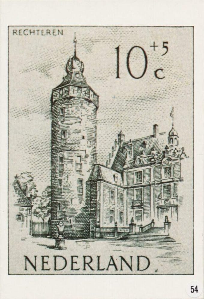 Briefkaart met afbeelding Kasteel Rechteren bij Dalfsen postzegel