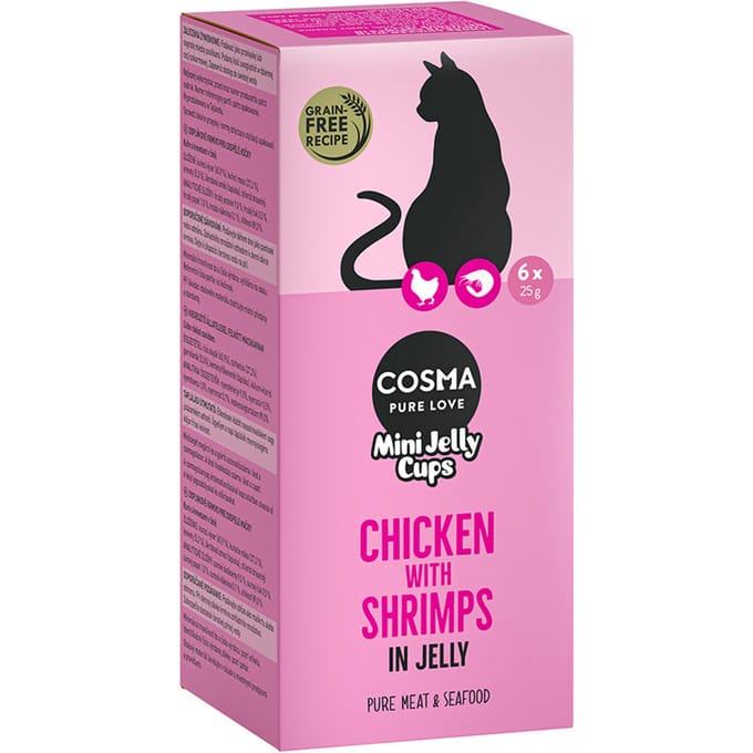 Cosma Mini Jelly Cups 24 x 25 g  - Kip/Garnalen