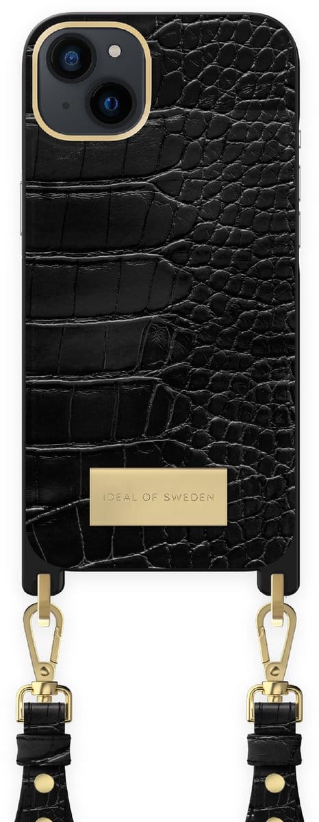 ideal of sweden phone necklace case ss22 geschikt voor Apple iphone 14 plus black croco