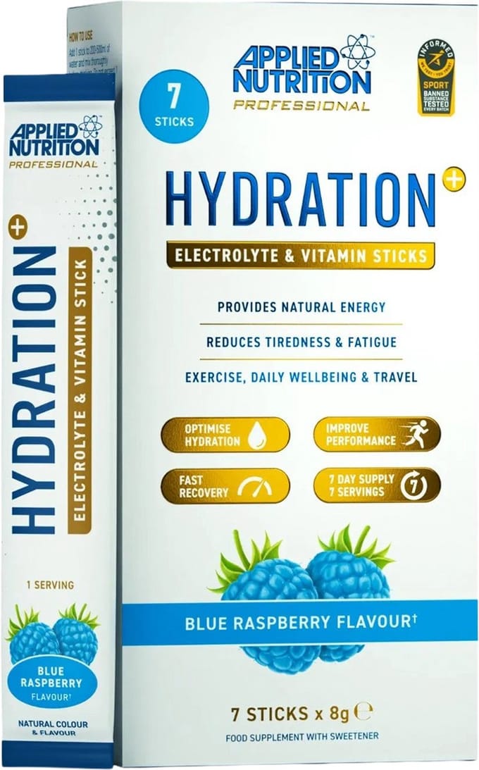 Applied Nutrition Hydration+ Electrolyte & Vitamin Sticks (7x8g) Blue Raspberry - Energie & Uithoudingsvermogen - Elektrolyten