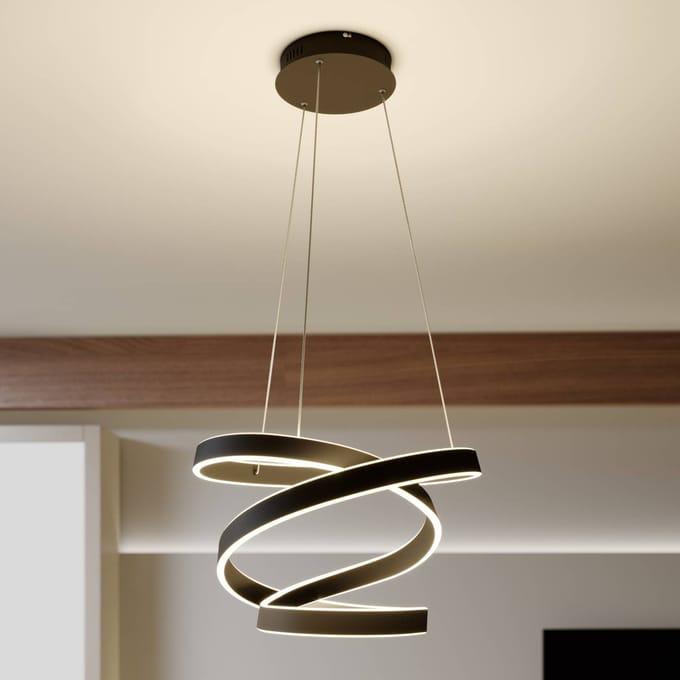 Lindby LED hanglamp Olada, zwart, metaal, Ø 51cm