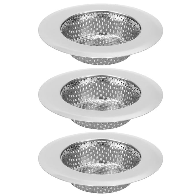3 stuks RVS Keukenaanrechtfilter Badkamer Afvoerfilter Draagbare ZeefjesKlein white