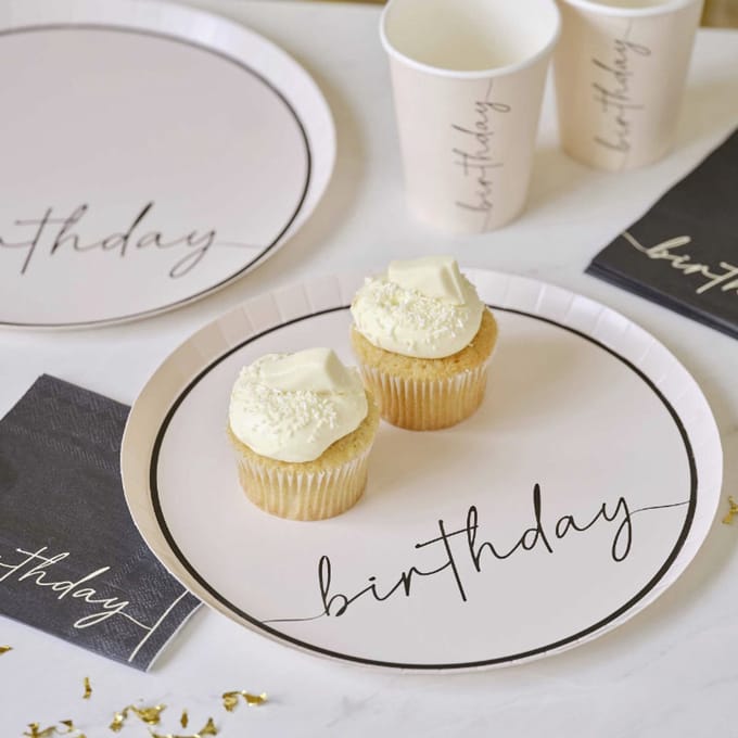 Ginger Ray - Ginger Ray - Borden champagne noir Happy Birthday