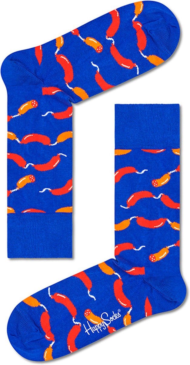 Happy Socks unisex sokken sausage blauw