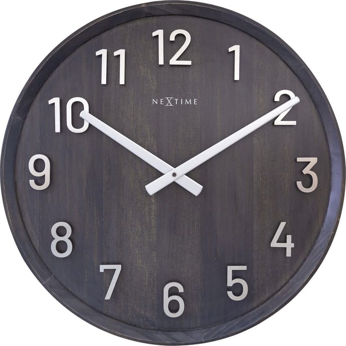 NeXtime Precious – Grote Wandklok – 50 cm – Hout – Walnoot/Zwart – Stil