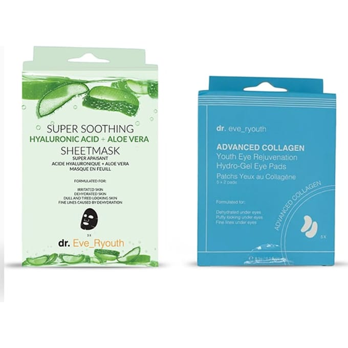 Hyaluronzuur Aloë Vera masker + Hydrogel oogkussentjes