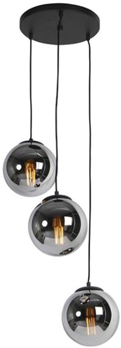 Bamled - Glazen hanglamp smoked, 3-lamps - inclusief lichtbronnen