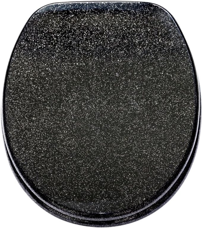 Luxe WC-bril Zwart Glitter - Softclose en Eenvoudige Montage