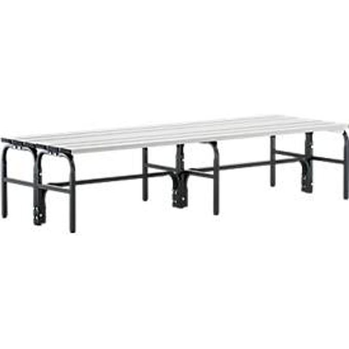 Kleedkamerbank, stalen buis/aluminium, dubbel, 2000 mm lang, antraciet