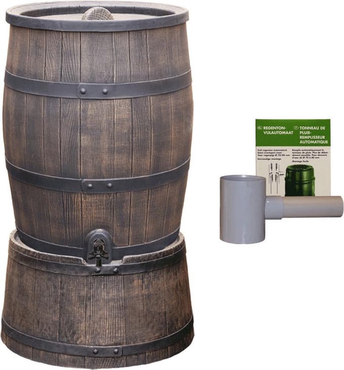 Regentonset Roto 120 liter + voet + vulautomaat