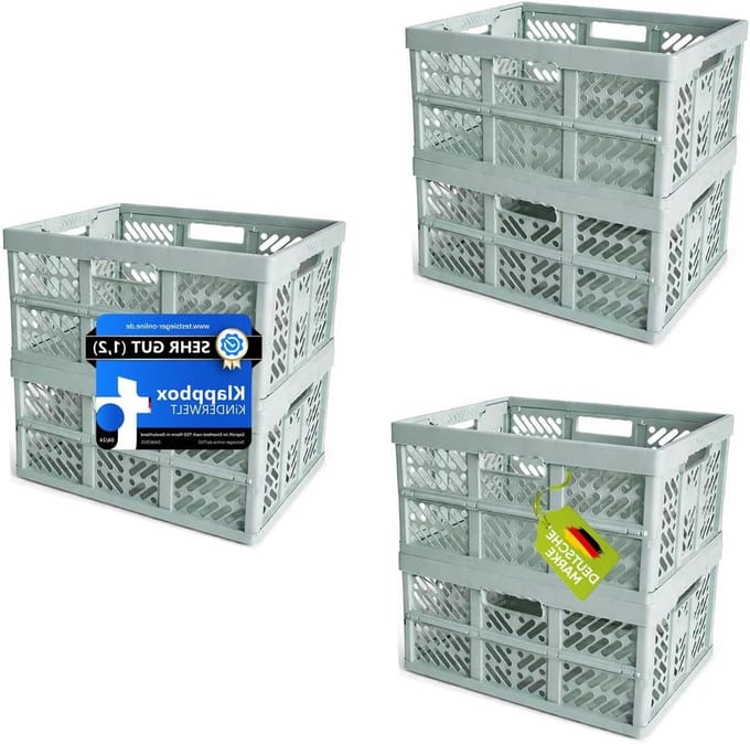 Vouwdozen - Klapboxen Kisten - Opslag Transport - Hoge Belastbaarheid - 45 L 6er Set - Mintwit