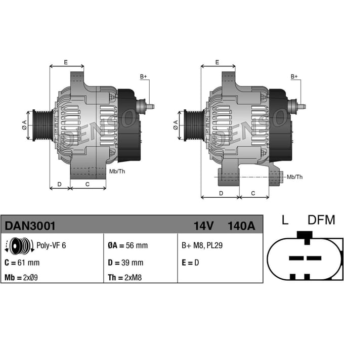 Driefasige generator DENSO DAN3001