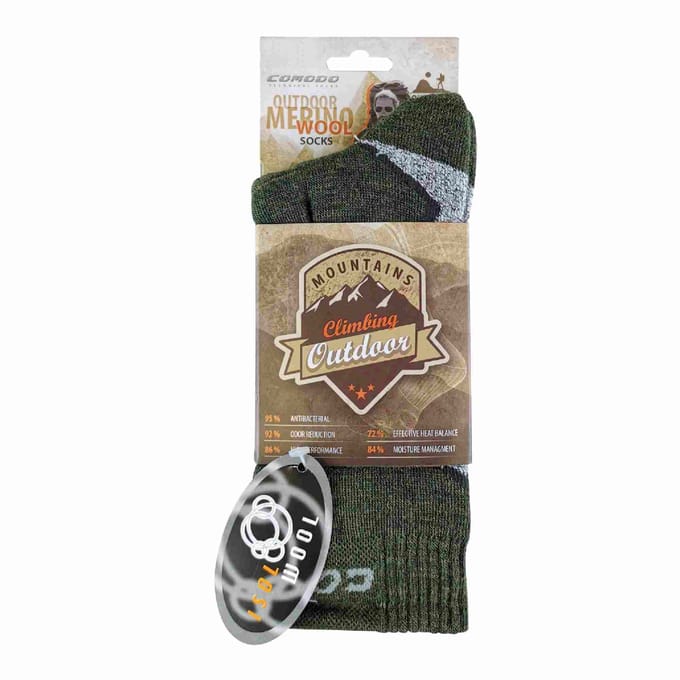 Comodo - Thermische wandelsokken van merinowol - Khaki Green