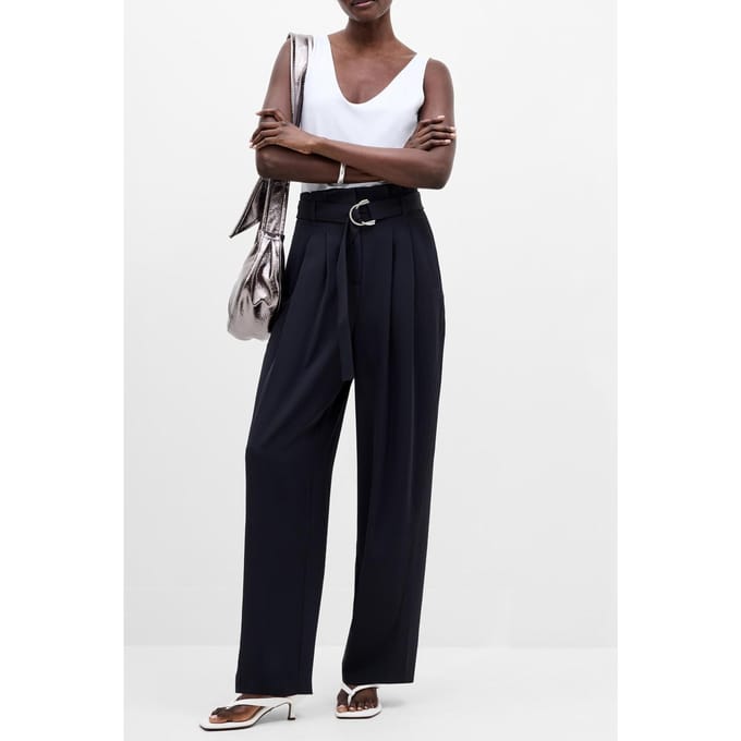 French Connection Vinnie D.ring Belted Trouser Navy Taglia: 8 | Pantaloni da completo Outlet | Donna | Blu