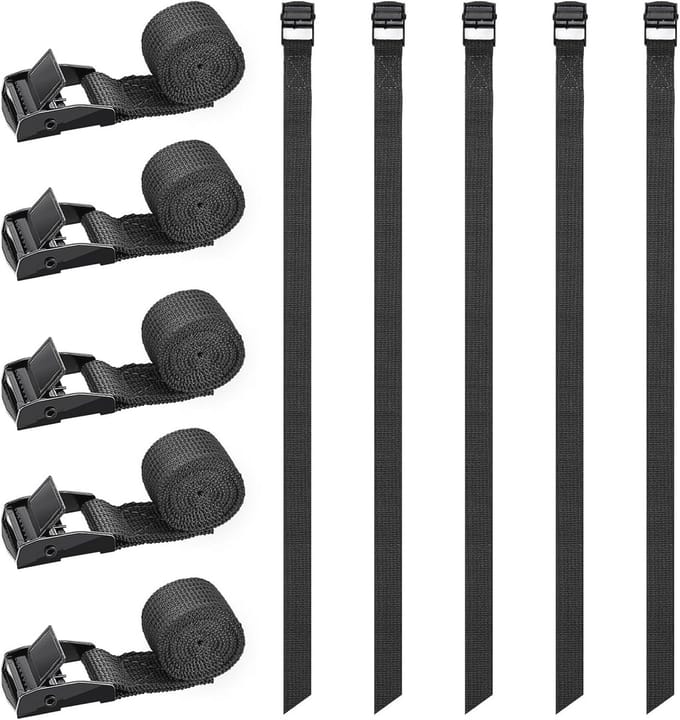 10 Stuks Korte Zwarte Spanbanden met Klemsluiting voor Fiets en Bagage