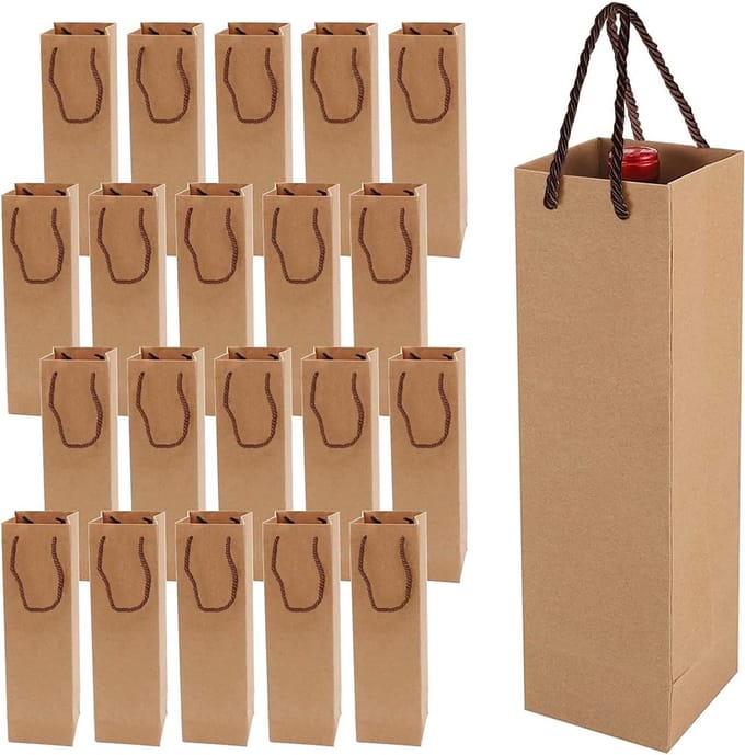 Wijngeschenkzakken Kraftpapier Handgrepen 20 stuks Kerst Bruiloft Feest