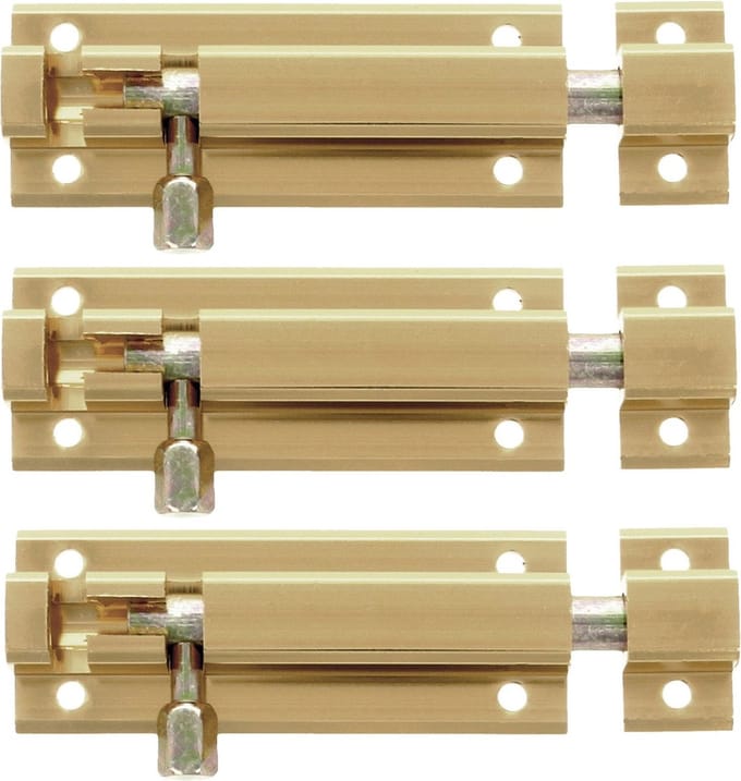 AMIG schuifslot - 6x - aluminium - 8 cm - goudkleur - deur - schutting - raam