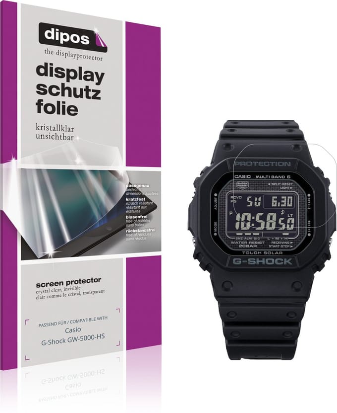 dipos – 6x Beschermfolie geschikt voor Casio G-Shock GW-5000-HS | Krasbestendige & heldere Screenprotector Ultra-Thin